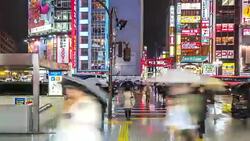 Time-lapse: Pedestrians crowded at Kabuki-cho Shinjuku Tokyo night Stock Footage