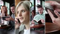 At the cafe. Video Wall. Stock Footage