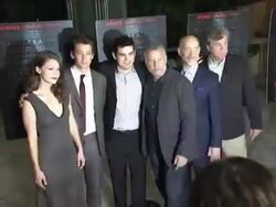 Damien Chazelle, J. K. Simmons, Paul Reiser, Melissa Benoist, Miles Teller, Keleigh Sperry at "Whiplash" Los Angeles Premiere Stock Footage