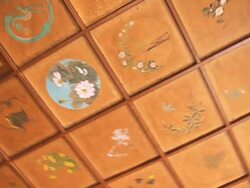 MS DS View of Painting on ceiling of temple / Gaya, Bihar, India Stock Footage