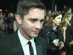 INTERVIEW - Logan Lerman on the film, relating to the character, filming in England, working with Brad Pitt at 'Fury' Closing Gala Stock Footage