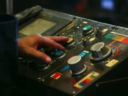 HD:Worker push button on the machine. Stock Footage