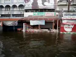 Thailand Flood GV Stock Footage