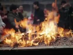 CU Shot of Burning incense in temple during chinese new year / Xi'an, Shaanxi, China Stock Footage