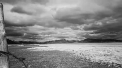 Infrared landscape with fence in Iceland Stock Footage