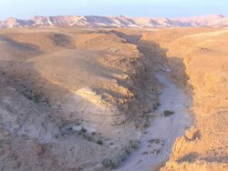 Aerial wadi, Masada, Judea Desert, Israel Stock Footage