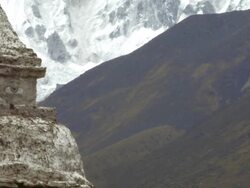 Ancient shrine with eyes in the Himalayas of Nepal. Stock Footage