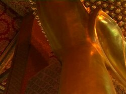 Pan Right Shot Reclining Buddha Bangkok Thailand Stock Footage