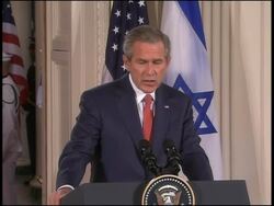 Israeli PM meets Bush at White House, joint presser News Clip