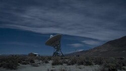Radio Telescope and stars , Eastern Sierra, California, USA Stock Footage