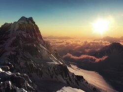 The perfect mountain aerial shot in sunset Stock Footage
