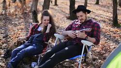 Love, nature and ukulele Stock Footage