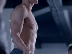 Jump rope warm up in gym club Stock Footage