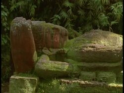 CU Hindu statue in jungle, Bandhavgarh National Park, India Stock Footage