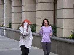 Beth Ostosky Stern (L) goes out for a jog in New York 11/01/11 (Footage by WireImage Video/Getty Images Entertainment Video) Stock Footage