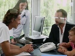 MS ZI Father and daughter at doctor's office  / Brussels , Brabant, Belgium Stock Footage