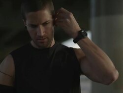 USA, Utah, Provo, Young man preparing to jog by putting headphones on Stock Footage