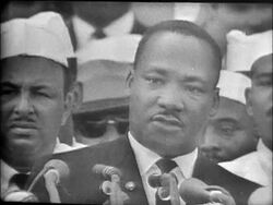 CU MLK giving his "I Have a Dream" speech Stock Footage