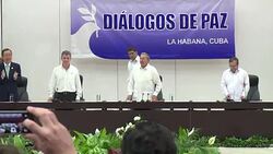 CLEAN : Colombia's Santos and FARC leader brandish ceasefire deal News Clip