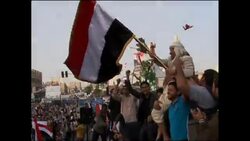 4:3 People celebrate following news President Saleh has left Yemen News Clip