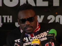 INTERVIEW: Dereck Chisora praising David Haye, how he's going to perform on Saurday at David Haye vs Dereck Chisora: Press Conference on July 11, 2012 in London, England (Footage by WireImage Video/Getty Images) Stock Footage