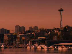 Space Needle at Sunset Stock Footage