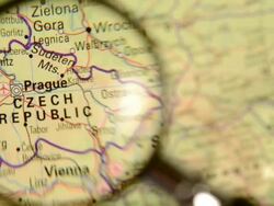 Magnifying glass over Czech Republic map Stock Footage