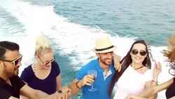 SLOW-MO: Friends having boat party Stock Footage