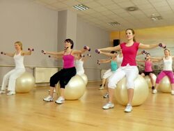 HD CRANE: Group Exercise Stock Footage