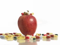 HD DOLLY: Apple Full Of Pills Stock Footage