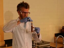 Mad Scientist Makes Coffee in Lab Stock Footage