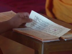 CU ZI Monk reading scriptures inside  Kopan Monastery / Kathmandu, Central, Nepal Stock Footage