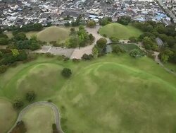 View of royal tomb site (UNESCO) at Gyeongju City Stock Footage