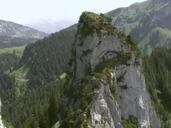 WS AERIAL View along rock needles of Schar / Goggeien, St. Gallen, Switzerland Stock Footage