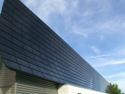 Large Solar Panel on roof Stock Footage