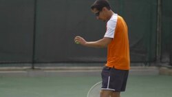 Tennis player preparing to serve.  - Slow Motion Stock Footage