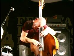Double bass player Avishai Cohen performing, France Stock Footage