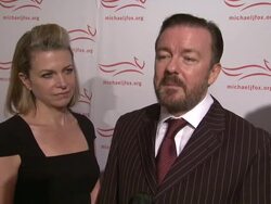 INTERVIEW: Ricky Gervais explains why Michael J. Fox is an inspiration, describes what can be expected of his performance tonight Stock Footage