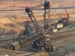 Giant brown coal excavator Stock Footage
