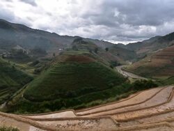 terraced rice field in Mu Chang Chai, Vietnam Stock Footage