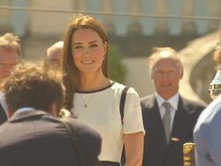 Catherine, Duchess of Cambridge Posing With America's Cup Trophy News Clip