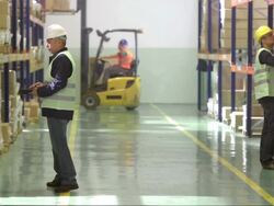 Employees Working In The Warehouse Stock Footage