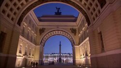 A pretty arch frames a clear blue sky. Stock Footage