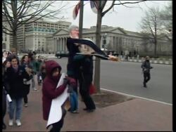 USA: WASHINGTON: PRESIDENTS CHIRAC &amp; CLINTON TARGETS OF PROTEST News Clip