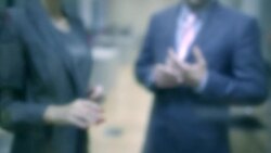 Business People-Hand Touching Tablet Computer Screen With Copy Space. Shallow DOF. Stock Footage