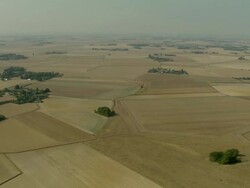 AERIAL, Fields near Arromanches, Normandy, France Stock Footage