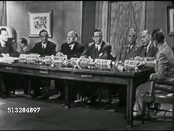 1952: THE CANDIDATES: Angled WS Candidates, journalist Leif Eid, SOT asking if phony issue, MS Senator Richard B. Russell & Eid, Russell SOT saying phony & political different, if you don't deal w/ all discrimination it's a political football. Instructional Video