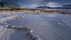Travertime Terraces at Yellowstone NP Stock Footage