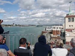 HMS Illustrious Leaves Portsmouth For Training Exercise In The Mediterranean Stock Footage
