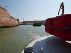 Steamer in Venice, Italy, going out from Grand Canal Stock Footage